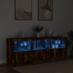 Casa si Gradina - Mobilier - Comode si corpuri - Comode - Servanta cu lumini LED, stejar fumuriu, 181,5x37x67 cm - Infinity.ro