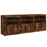 Casa si Gradina - Mobilier - Comode si corpuri - Comode - Servanta cu lumini LED, stejar fumuriu, 181,5x37x67 cm - Infinity.ro