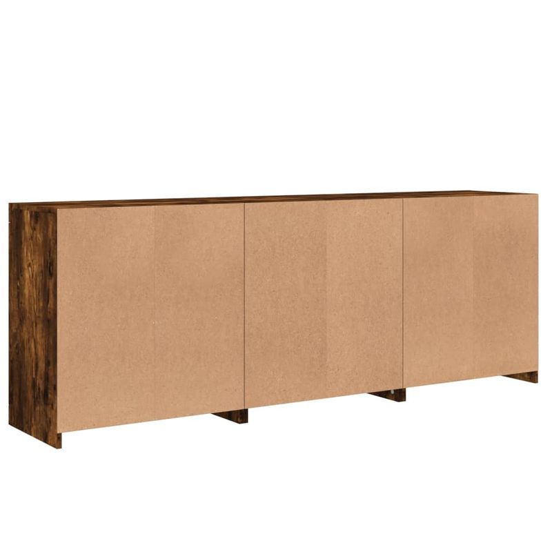 Casa si Gradina - Mobilier - Comode si corpuri - Comode - Servanta cu lumini LED, stejar fumuriu, 181,5x37x67 cm - Infinity.ro