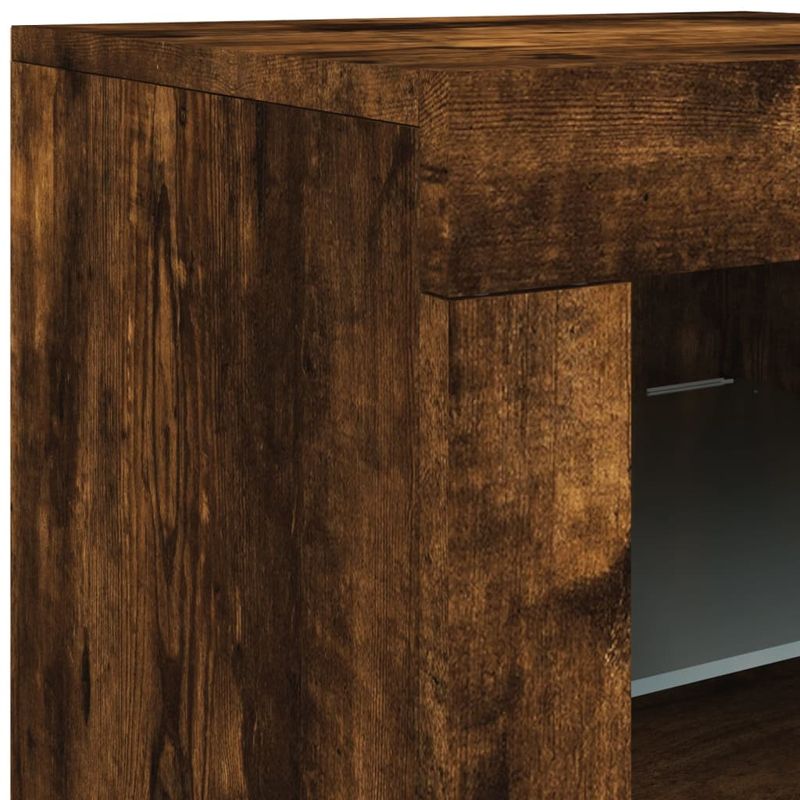 Casa si Gradina - Mobilier - Comode si corpuri - Comode - Servanta cu lumini LED, stejar fumuriu, 181,5x37x67 cm - Infinity.ro