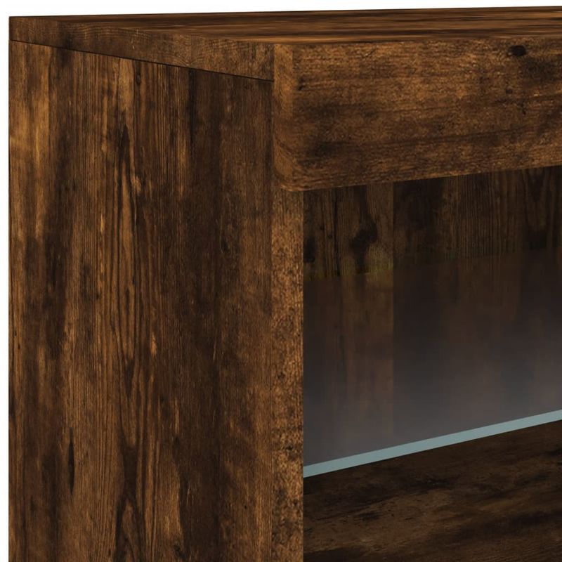 Casa si Gradina - Mobilier - Comode si corpuri - Comode - Servanta cu lumini LED, stejar fumuriu, 181,5x37x67 cm - Infinity.ro