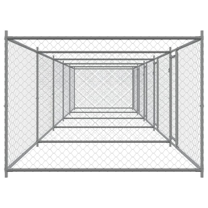 Petshop - Accesorii petshop - Culcusuri si custi - Custi interior si exterior - Cusca pentru caini cu usi, gri, 10x2x1,5 m, otel galvanizat - Infinity.ro