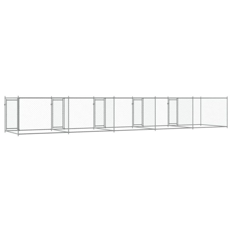 Petshop - Accesorii petshop - Culcusuri si custi - Custi interior si exterior - Cusca pentru caini cu usi, gri, 10x2x1,5 m, otel galvanizat - Infinity.ro