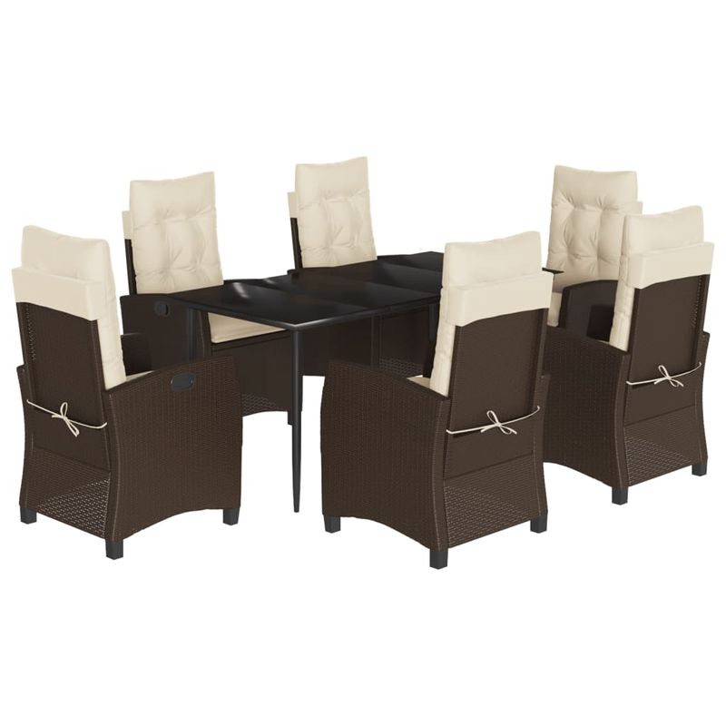 Casa si Gradina - Gradina si terasa - Mobilier exterior - Seturi mobila gradina - Set mobilier de gradina cu perne, 7 piese, maro, poliratan - Infinity.ro