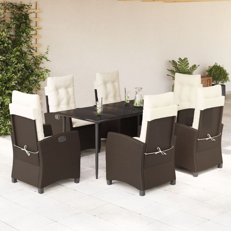 Casa si Gradina - Gradina si terasa - Mobilier exterior - Seturi mobila gradina - Set mobilier de gradina cu perne, 7 piese, maro, poliratan - Infinity.ro