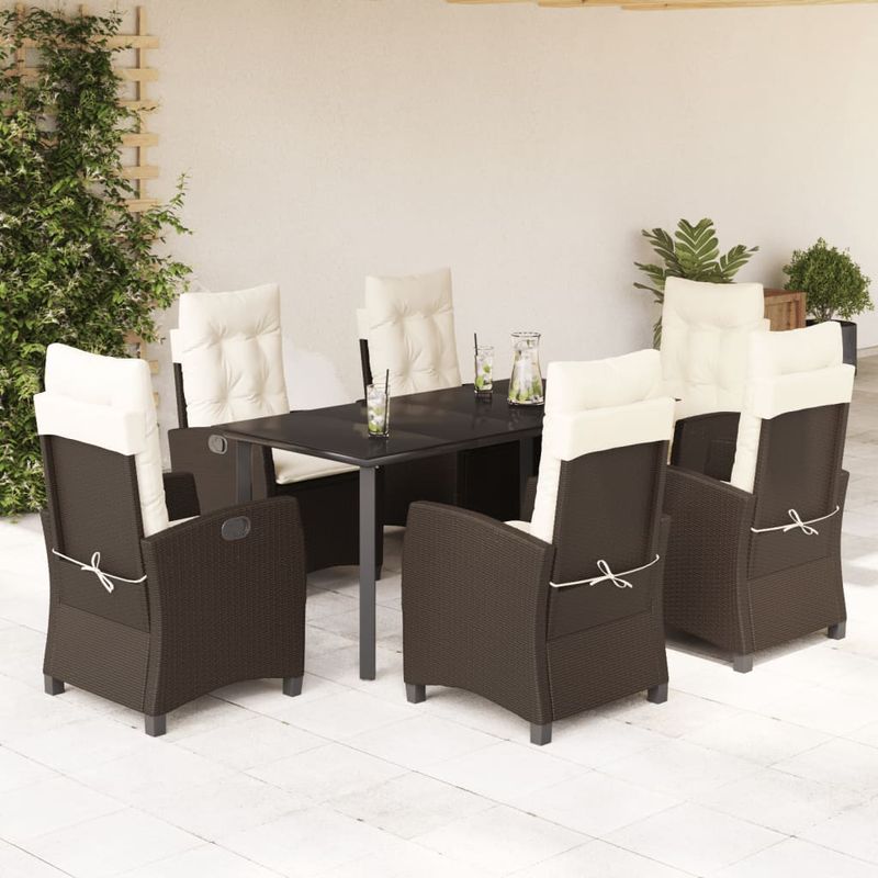 Casa si Gradina - Gradina si terasa - Mobilier exterior - Seturi mobila gradina - Set mobilier de gradina cu perne, 7 piese, maro, poliratan - Infinity.ro