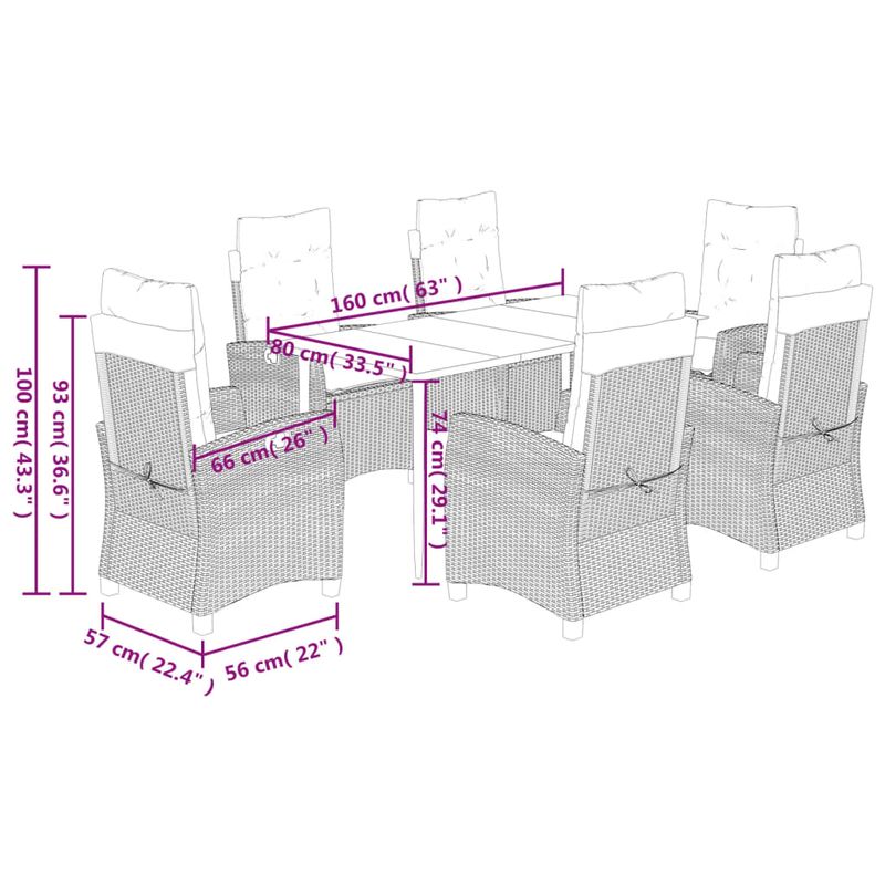 Casa si Gradina - Gradina si terasa - Mobilier exterior - Seturi mobila gradina - Set mobilier de gradina cu perne, 7 piese, maro, poliratan - Infinity.ro
