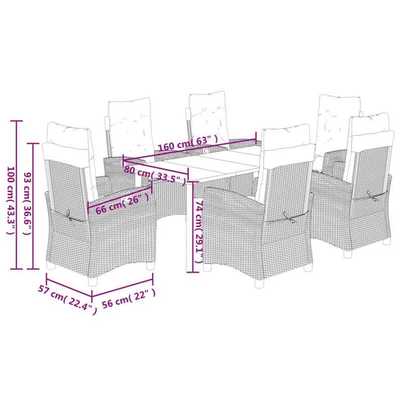 Casa si Gradina - Gradina si terasa - Mobilier exterior - Seturi mobila gradina - Set mobilier de gradina cu perne, 7 piese, maro, poliratan - Infinity.ro