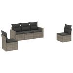 Casa si Gradina - Gradina si terasa - Mobilier exterior - Canapele si fotolii gradina - Set canapea de gradina cu perne, 5 piese, gri, poliratan - Infinity.ro