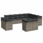 Casa si Gradina - Gradina si terasa - Mobilier exterior - Seturi mobila gradina - Set canapea de gradina cu perne, 12 piese, gri, poliratan - Infinity.ro