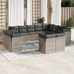 Casa si Gradina - Gradina si terasa - Mobilier exterior - Seturi mobila gradina - Set canapea de gradina cu perne, 12 piese, gri, poliratan - Infinity.ro