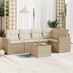 Casa si Gradina - Gradina si terasa - Mobilier exterior - Canapele si fotolii gradina - Set canapele de gradina cu perne, 6 piese, bej, poliratan - Infinity.ro