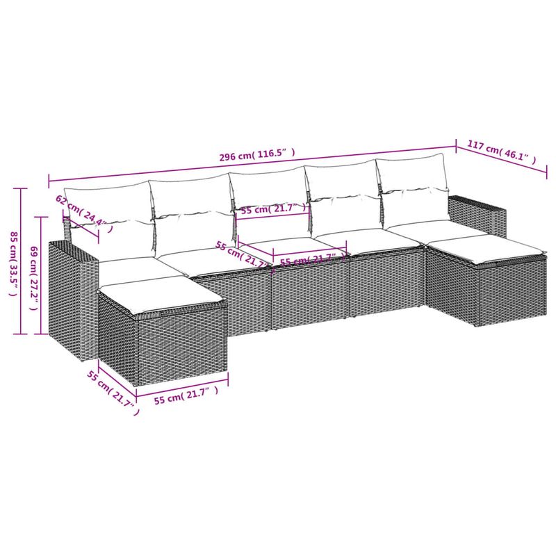 Casa si Gradina - Gradina si terasa - Mobilier exterior - Canapele si fotolii gradina - Set canapele de gradina, 7 piese, cu perne, bej, poliratan - Infinity.ro