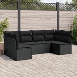 Casa si Gradina - Gradina si terasa - Mobilier exterior - Seturi mobila gradina - Set mobilier de gradina cu perne, 6 piese, negru, poliratan - Infinity.ro