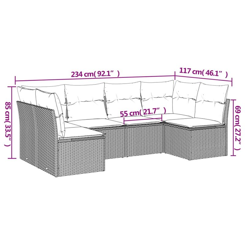 Casa si Gradina - Gradina si terasa - Mobilier exterior - Seturi mobila gradina - Set mobilier de gradina cu perne, 6 piese, negru, poliratan - Infinity.ro