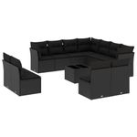 Casa si Gradina - Gradina si terasa - Mobilier exterior - Seturi mobila gradina - Set canapele de gradina, 12 piese, cu perne, negru, poliratan - Infinity.ro