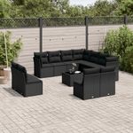 Casa si Gradina - Gradina si terasa - Mobilier exterior - Seturi mobila gradina - Set canapele de gradina, 12 piese, cu perne, negru, poliratan - Infinity.ro