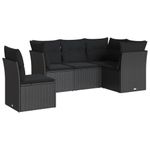 Casa si Gradina - Gradina si terasa - Mobilier exterior - Seturi mobila gradina - Set mobilier de gradina cu perne, 5 piese, negru, poliratan - Infinity.ro