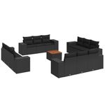 Casa si Gradina - Gradina si terasa - Mobilier exterior - Seturi mobila gradina - Set mobilier de gradina cu perne, 13 piese, negru, poliratan - Infinity.ro