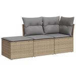Casa si Gradina - Gradina si terasa - Mobilier exterior - Seturi mobila gradina - Set canapele de gradina, 3 piese, cu perne, bej, poliratan - Infinity.ro