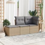 Casa si Gradina - Gradina si terasa - Mobilier exterior - Seturi mobila gradina - Set canapele de gradina, 3 piese, cu perne, bej, poliratan - Infinity.ro