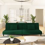Casa si Gradina - Mobilier - Canapele si coltare - Canapele - Canapea extensibila cu 2 locuri, 2 perne, verde inchis catifea - Infinity.ro