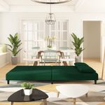 Casa si Gradina - Mobilier - Canapele si coltare - Canapele - Canapea extensibila cu 2 locuri, 2 perne, verde inchis catifea - Infinity.ro