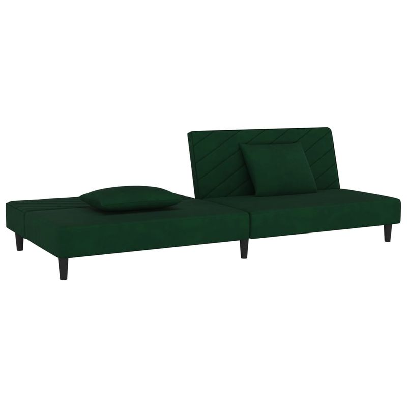 Casa si Gradina - Mobilier - Canapele si coltare - Canapele - Canapea extensibila cu 2 locuri, 2 perne, verde inchis catifea - Infinity.ro