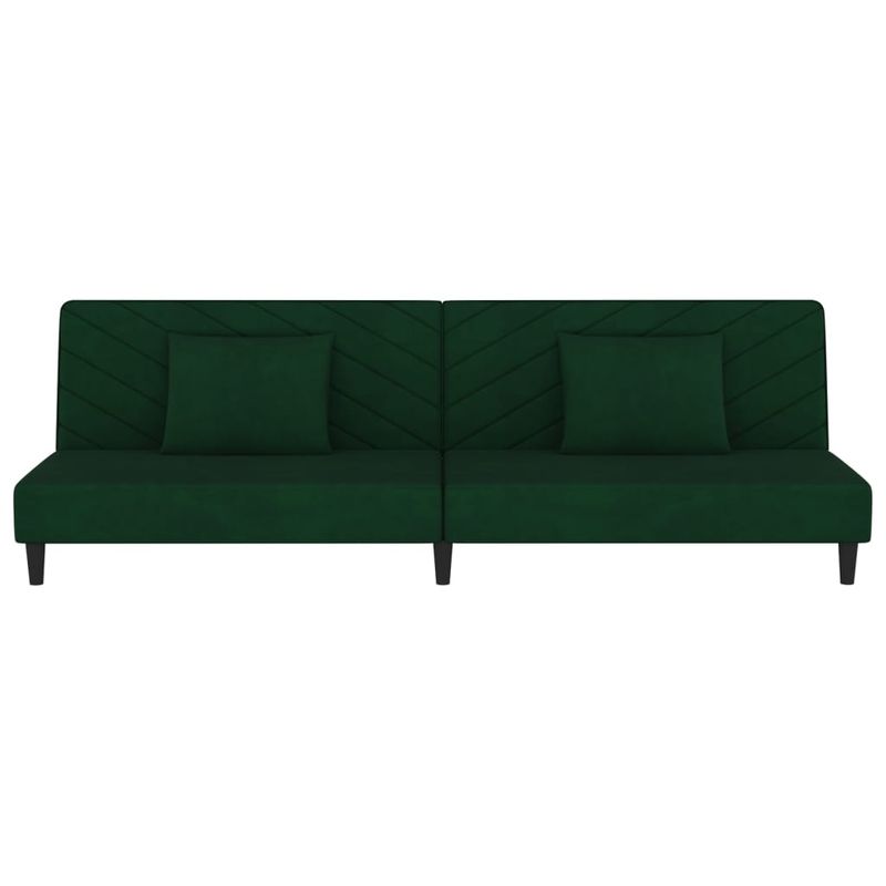 Casa si Gradina - Mobilier - Canapele si coltare - Canapele - Canapea extensibila cu 2 locuri, 2 perne, verde inchis catifea - Infinity.ro