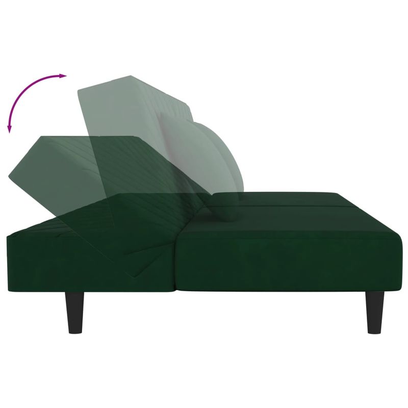 Casa si Gradina - Mobilier - Canapele si coltare - Canapele - Canapea extensibila cu 2 locuri, 2 perne, verde inchis catifea - Infinity.ro