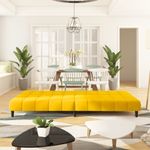 Casa si Gradina - Mobilier - Canapele si coltare - Canapele - Canapea extensibila cu 2 locuri, galben, catifea - Infinity.ro