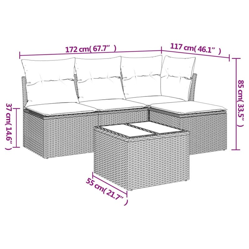 Casa si Gradina - Gradina si terasa - Mobilier exterior - Seturi mobila gradina - Set canapea de gradina cu perne, 5 piese, gri, poliratan - Infinity.ro