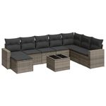 Casa si Gradina - Gradina si terasa - Mobilier exterior - Canapele si fotolii gradina - Set canapele de gradina, 9 piese, cu perne, gri, poliratan - Infinity.ro