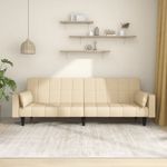 Casa si Gradina - Mobilier - Canapele si coltare - Canapele - Canapea extensibila cu 2 locuri, 2 perne, crem, textil - Infinity.ro
