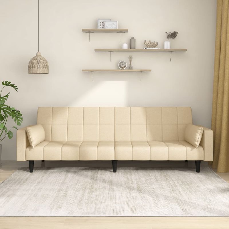 Casa si Gradina - Mobilier - Canapele si coltare - Canapele - Canapea extensibila cu 2 locuri, 2 perne, crem, textil - Infinity.ro