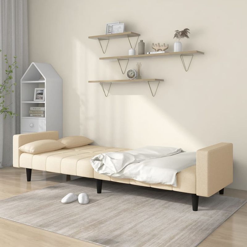 Casa si Gradina - Mobilier - Canapele si coltare - Canapele - Canapea extensibila cu 2 locuri, 2 perne, crem, textil - Infinity.ro