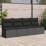Casa si Gradina - Gradina si terasa - Mobilier exterior - Canapele si fotolii gradina - Canapea de gradina cu perne, 4 locuri, negru, poliratan - Infinity.ro