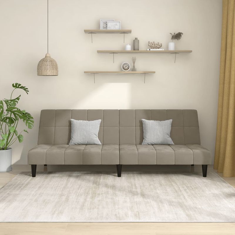 Casa si Gradina - Mobilier - Canapele si coltare - Canapele - Canapea extensibila cu 2 locuri, gri deschis, catifea - Infinity.ro