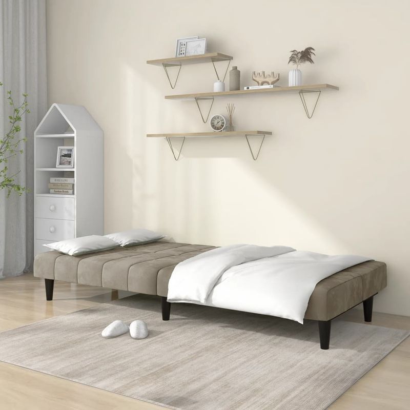Casa si Gradina - Mobilier - Canapele si coltare - Canapele - Canapea extensibila cu 2 locuri, gri deschis, catifea - Infinity.ro