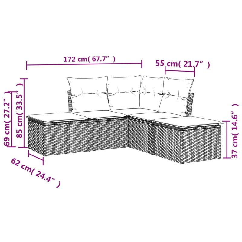 Casa si Gradina - Gradina si terasa - Mobilier exterior - Seturi mobila gradina - Set mobilier de gradina cu perne, 5 piese, negru, poliratan - Infinity.ro
