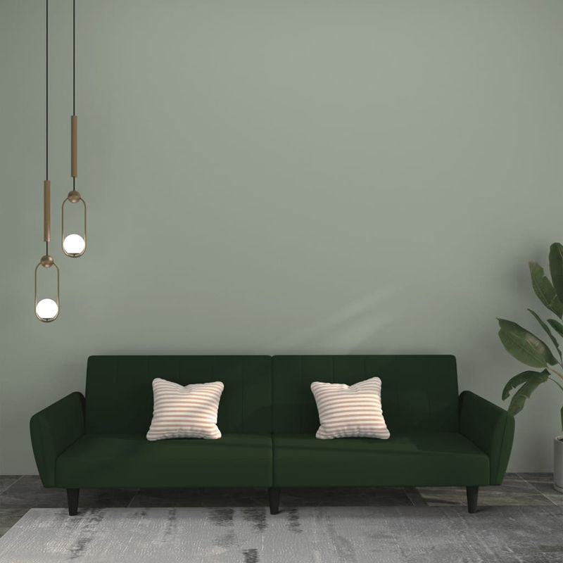 Casa si Gradina - Mobilier - Canapele si coltare - Canapele - Canapea extensibila cu 2 locuri, verde inchis, catifea - Infinity.ro