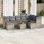 Casa si Gradina - Gradina si terasa - Mobilier exterior - Seturi mobila gradina - Set canapele de gradina cu perne, 10 piese, bej, poliratan - Infinity.ro