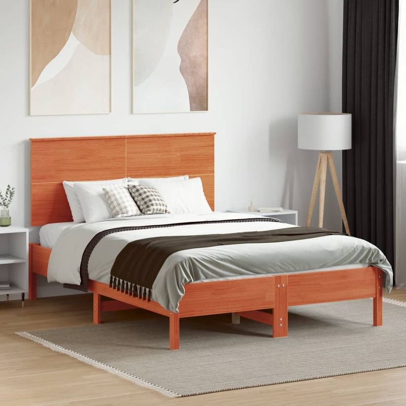 Casa si Gradina - Mobilier - Paturi si accesorii - Accesorii paturi - Tablie de pat, maro ceruit, 135 cm, lemn masiv de pin - Infinity.ro