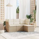 Casa si Gradina - Gradina si terasa - Mobilier exterior - Seturi mobila gradina - Set canapele de gradina, 4 piese, cu perne, bej, poliratan - Infinity.ro