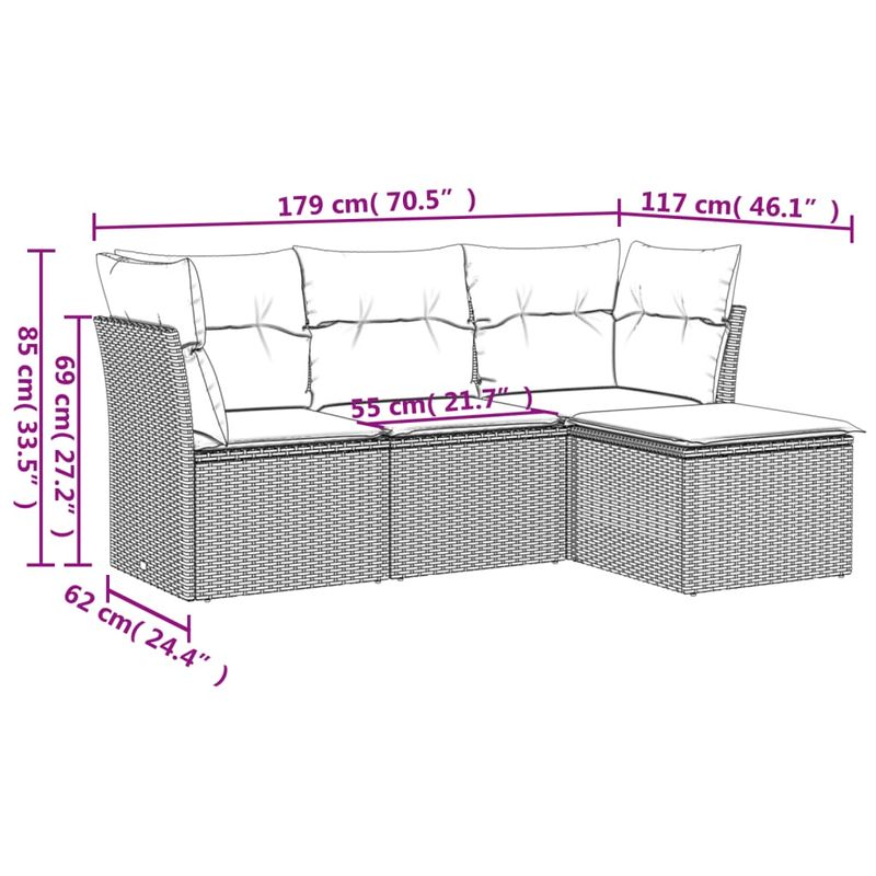 Casa si Gradina - Gradina si terasa - Mobilier exterior - Seturi mobila gradina - Set canapele de gradina, 4 piese, cu perne, bej, poliratan - Infinity.ro