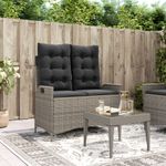 Casa si Gradina - Gradina si terasa - Mobilier exterior - Bancute de gradina - Banca de gradina rabatabila cu perne, gri, poliratan - Infinity.ro