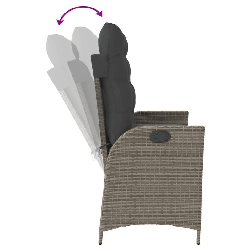 Casa si Gradina - Gradina si terasa - Mobilier exterior - Bancute de gradina - Banca de gradina rabatabila cu perne, gri, poliratan - Infinity.ro