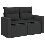 Casa si Gradina - Gradina si terasa - Mobilier exterior - Canapele si fotolii gradina - Canapea de gradina cu perne, 2 locuri, negru, poliratan - Infinity.ro