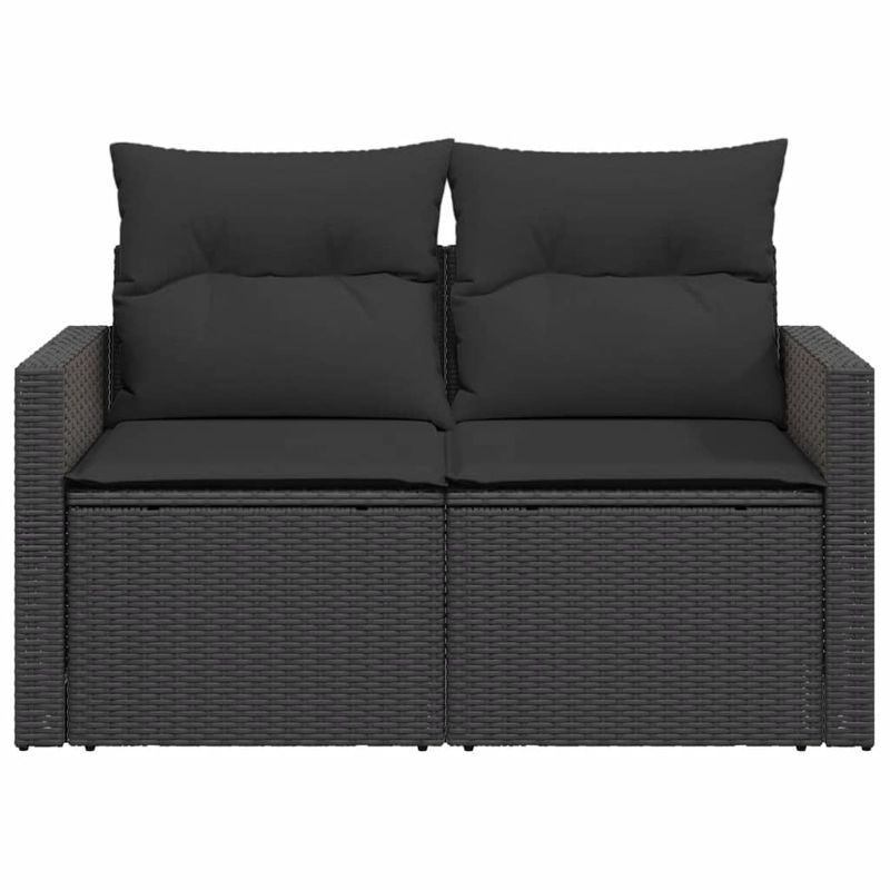Casa si Gradina - Gradina si terasa - Mobilier exterior - Canapele si fotolii gradina - Canapea de gradina cu perne, 2 locuri, negru, poliratan - Infinity.ro