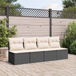 Casa si Gradina - Gradina si terasa - Mobilier exterior - Canapele si fotolii gradina - Canapea de gradina cu perne, 4 locuri, negru și crem, poliratan - Infinity.ro